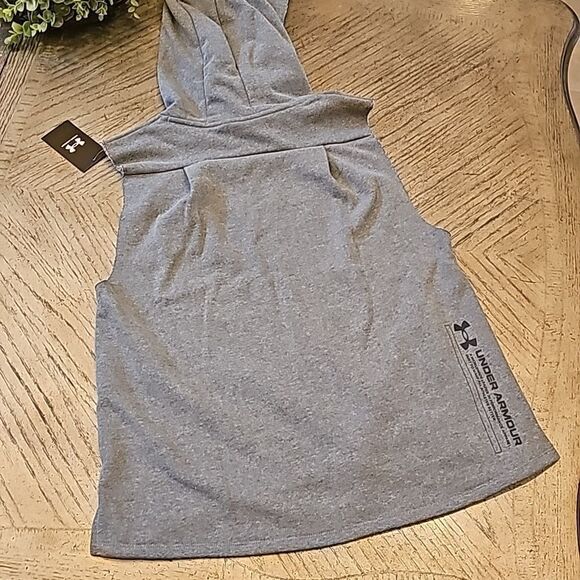 Under Armour gray terry sleeveless hoodie M NWT - Picture 6 of 11